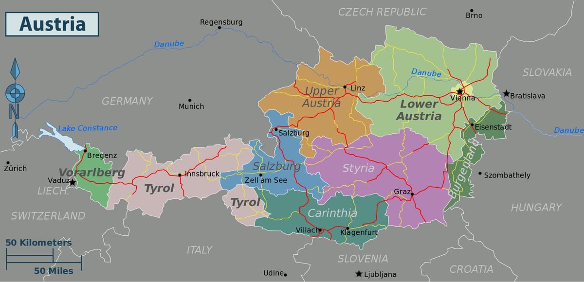 áustria atrações mapa