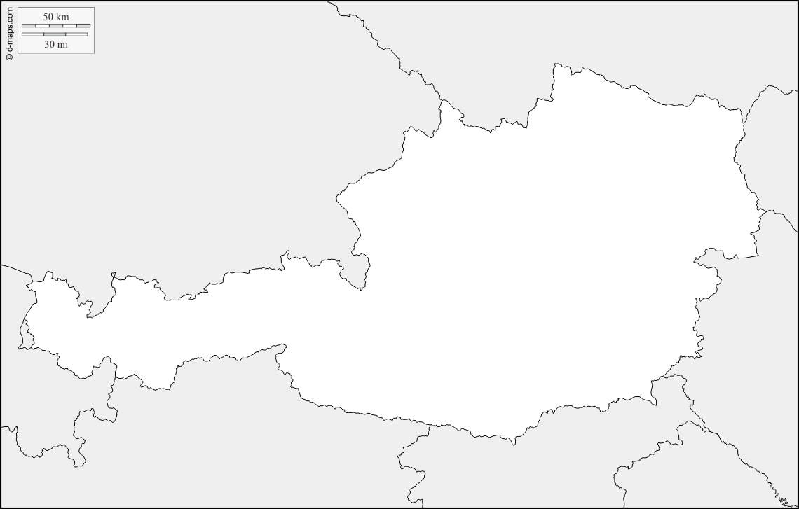 mapa da áustria, o contorno do mapa