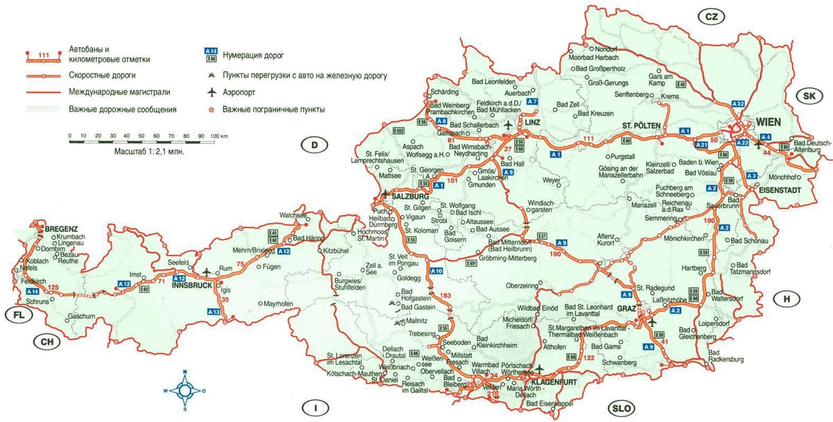 mapa detalhado da áustria