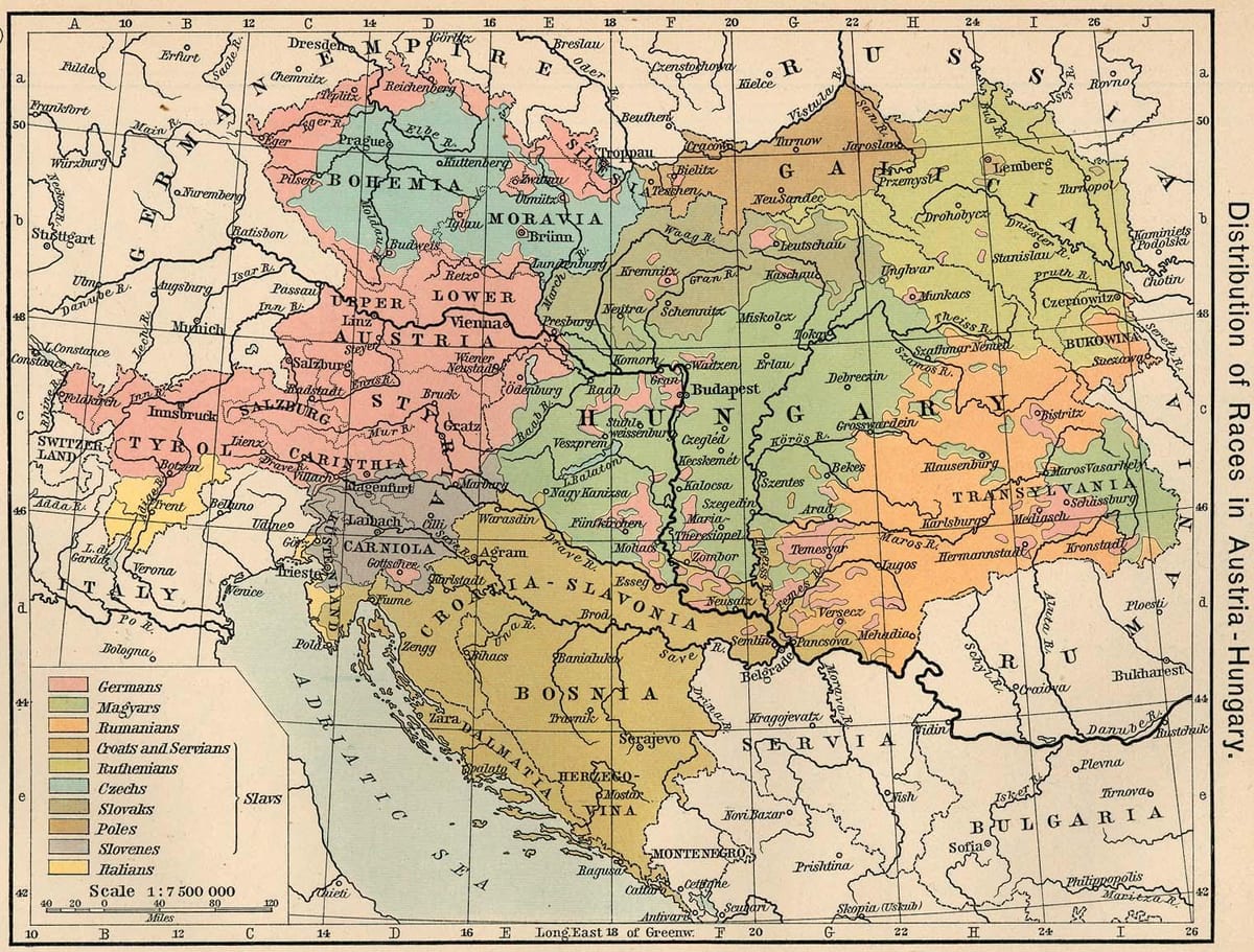 áustria hungria mapa de 1900