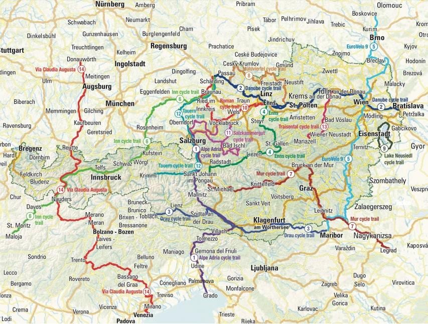 mapa da áustria ciclismo