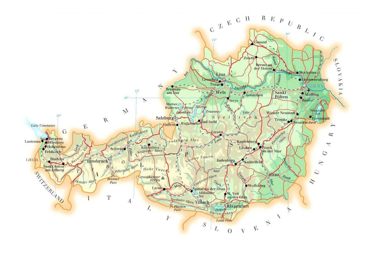 mapa da áustria elevação