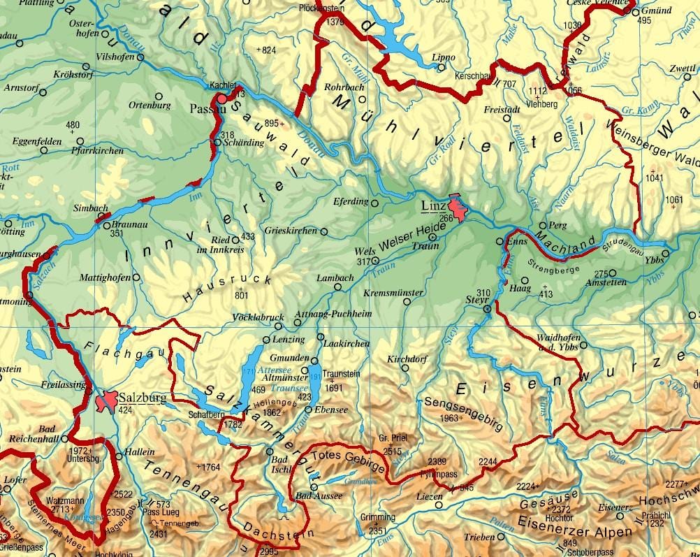 mapa da áustria