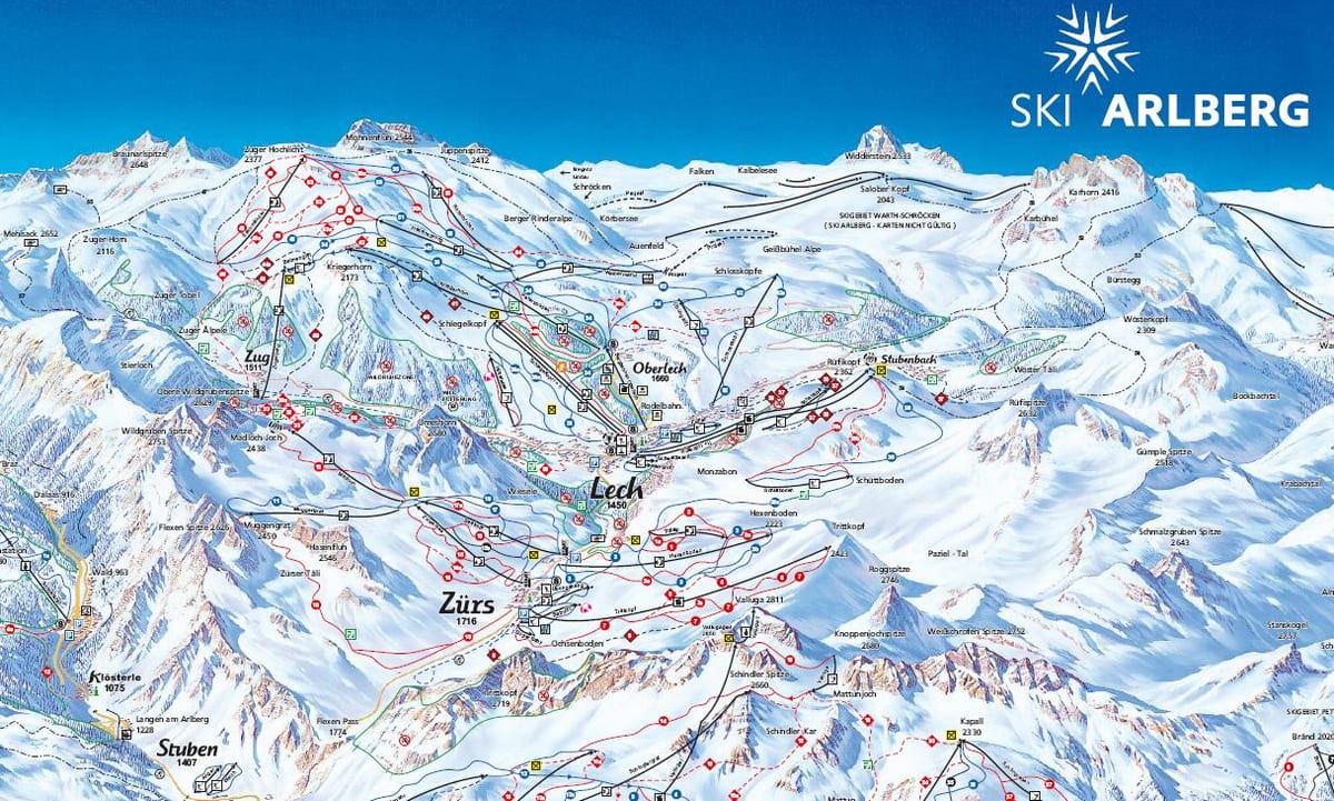 mapa de arlberg, áustria
