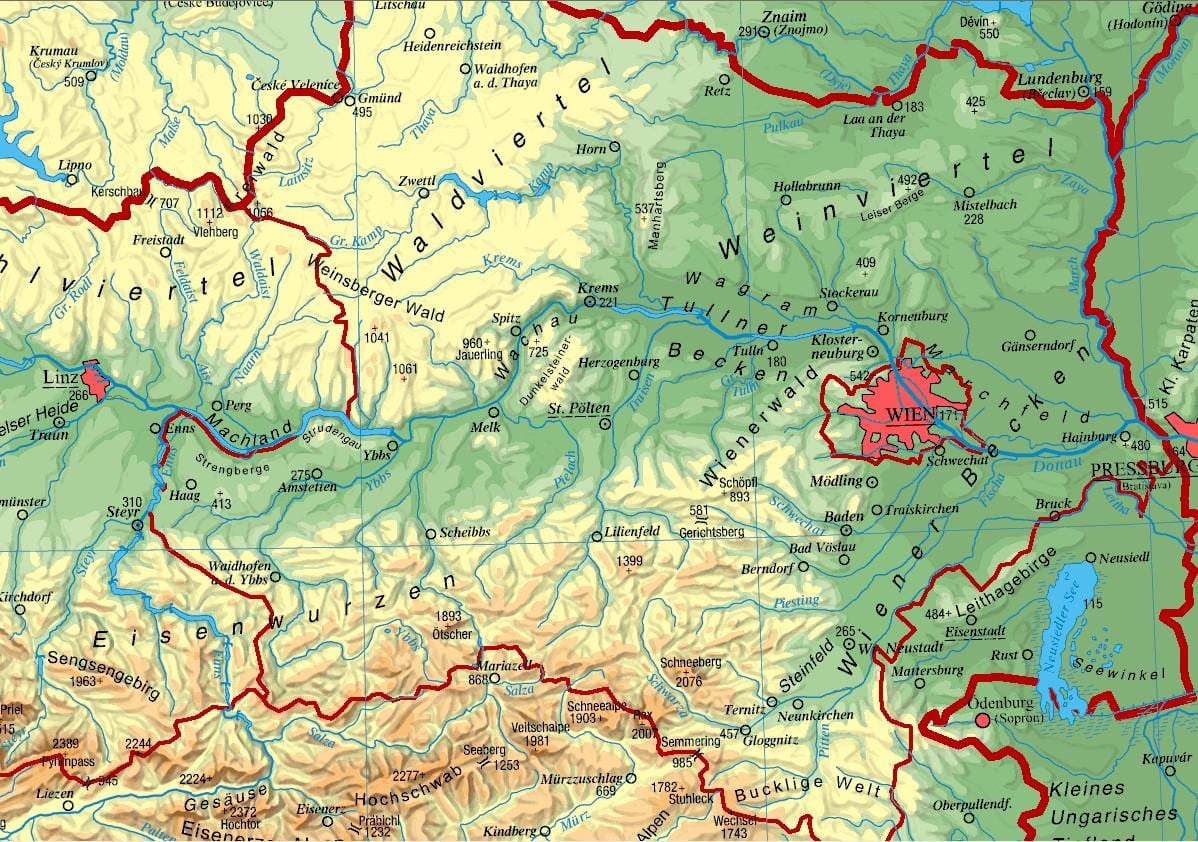 mapa da baixa áustria