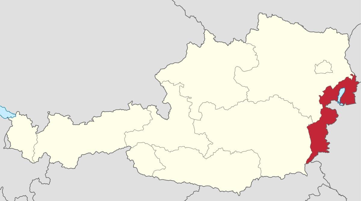 mapa de burgenland, áustria