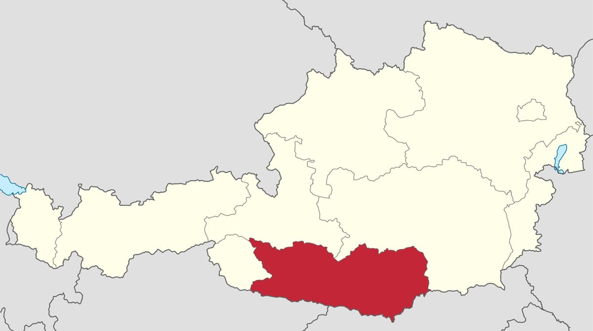 mapa da áustria, caríntia 