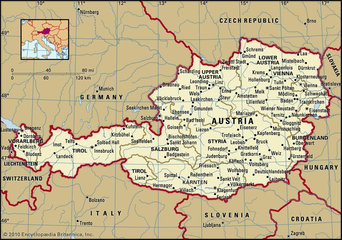mapa de castelos na áustria
