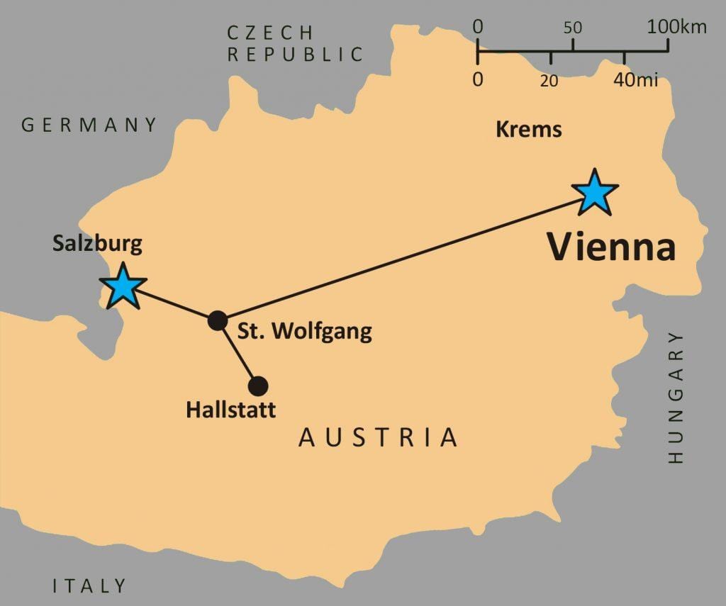 mapa da cidade de hallstatt, na áustria 