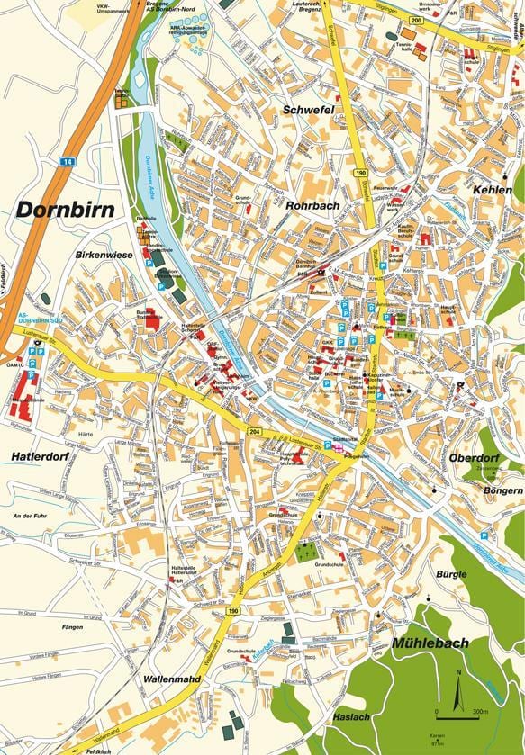 mapa de dornbirn, áustria