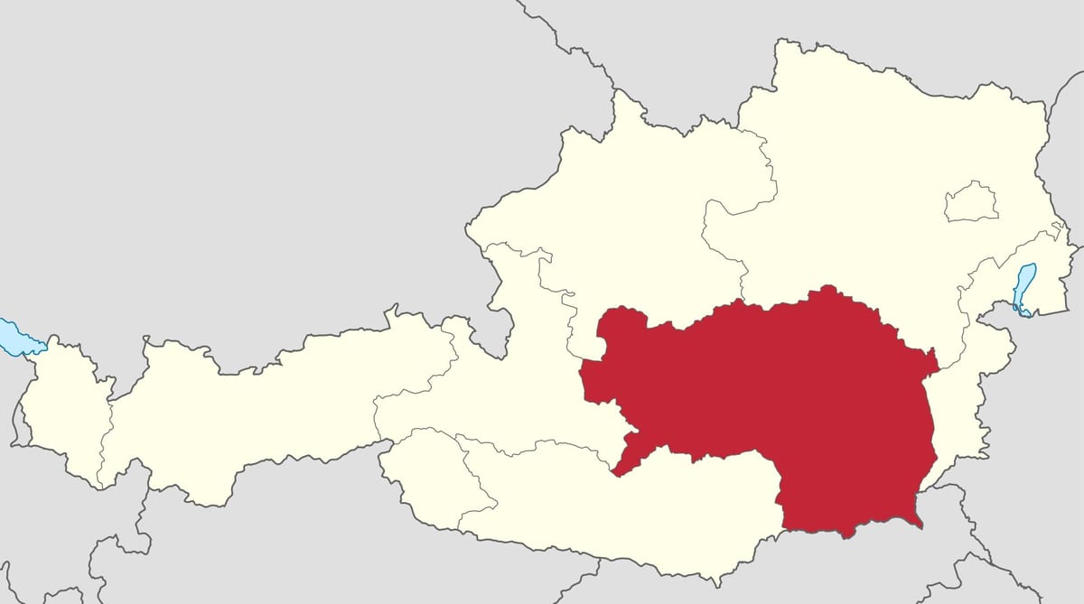 mapa da áustria, estíria
