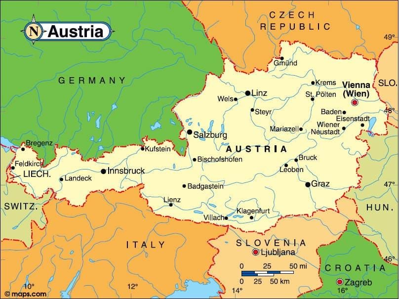 áustria mapa de innsbruck