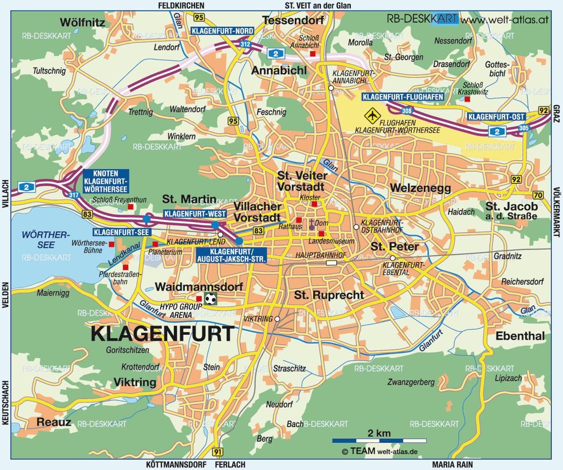 mapa de klagenfurt, áustria