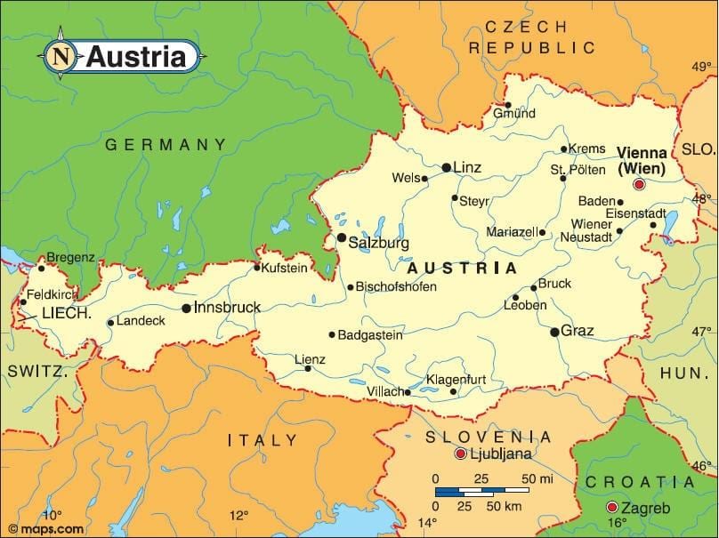 mapa da áustria landeck
