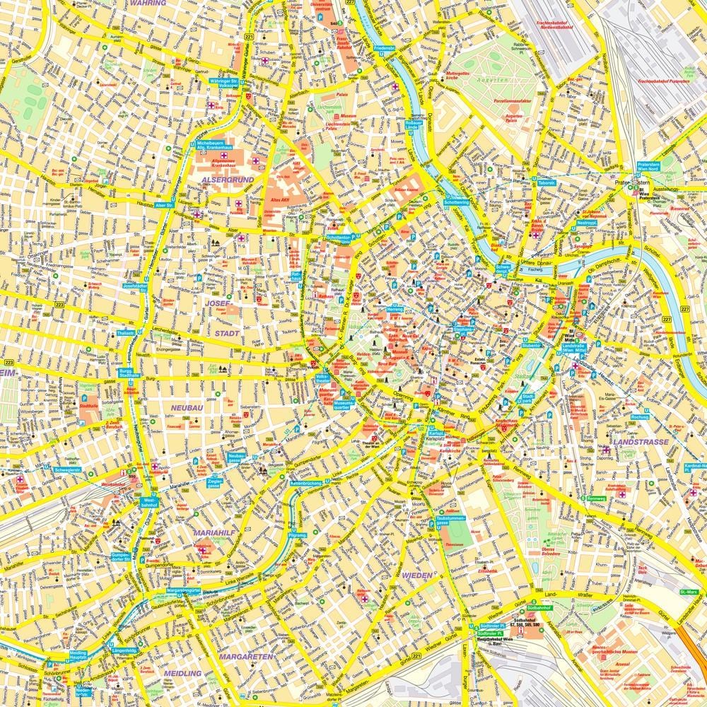 mapa de ruas da cidade de viena, áustria