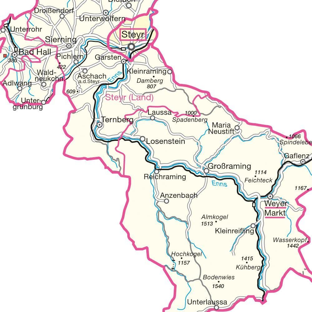 mapa da steyr, áustria 