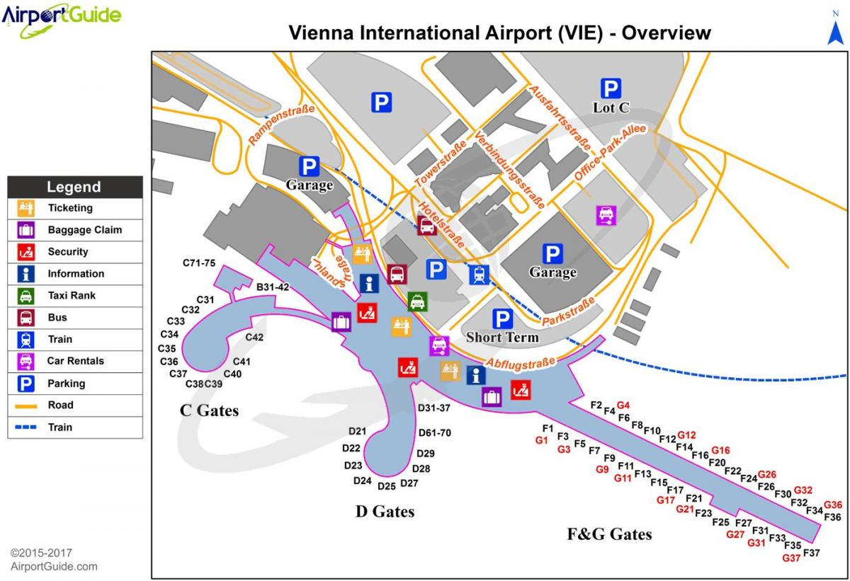 mapa de viena, áustria aeroporto