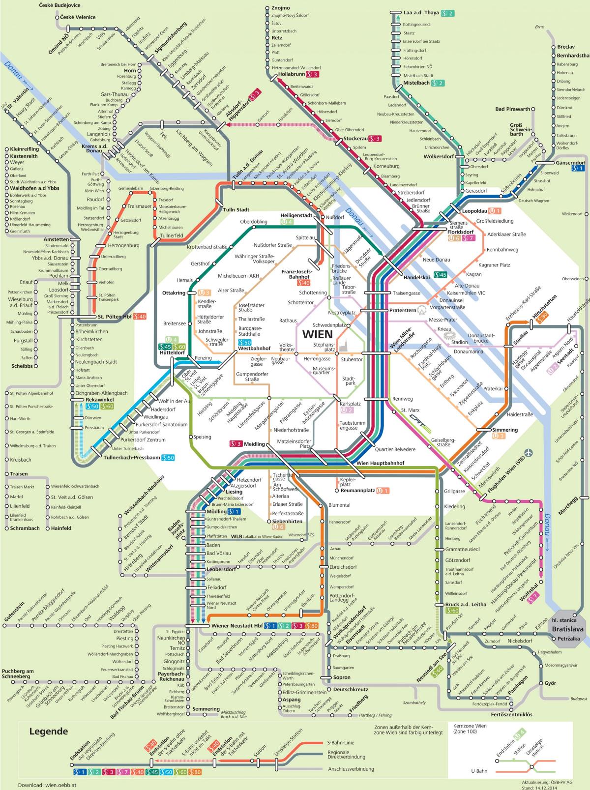 estações de trem em viena, áustria mapa