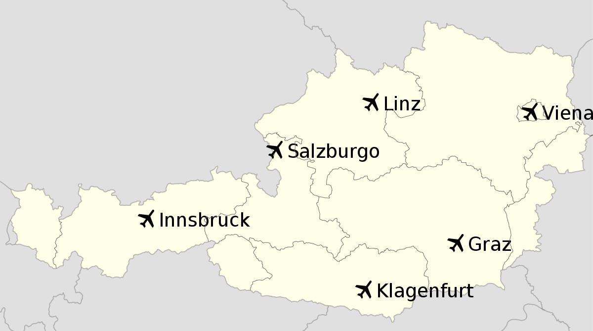 aeroportos na áustria mapa