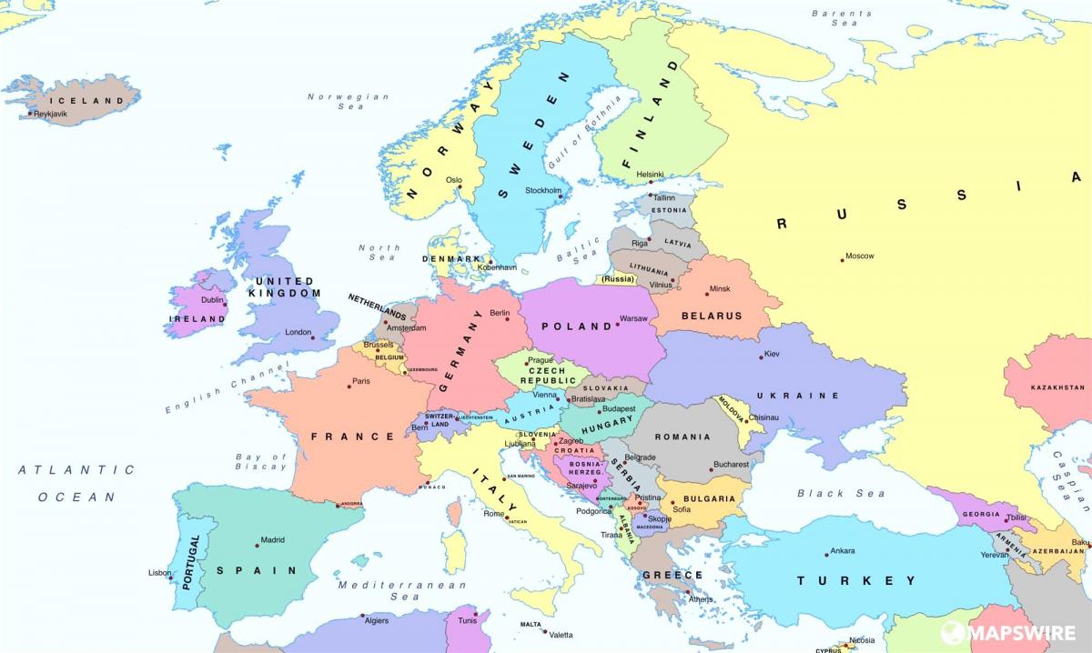 mapa da europa mostrando áustria