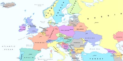 Mapa da europa mostrando áustria