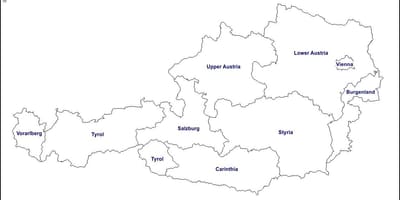 Mapa em branco da áustria