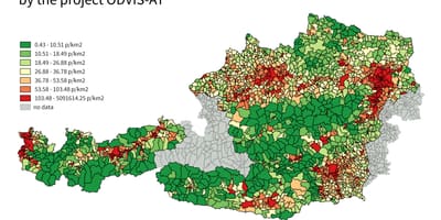 Áustria densidade populacional mapa