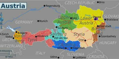 Mapa do austríaco estados