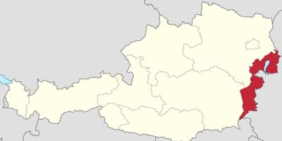 Mapa de burgenland, áustria