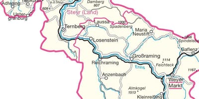 Mapa da steyr, áustria 