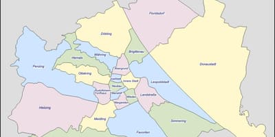 Mapa do distrito de viena, áustria 