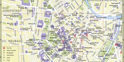 Mapa de viena, áustria atrações turísticas