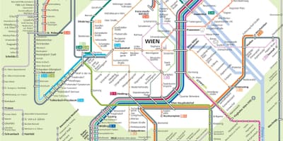 Estações de trem em viena, áustria mapa