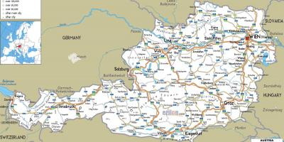 Mapa detalhado da áustria, com as cidades